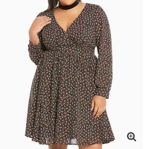 Floral Print Deep V Georgette Dress